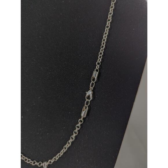 Dichroic glass Large  pendant  SP bail and 24" chain green and green bubbles - Picture 4 of 8